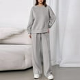 thumbnail image 6 of longantii 2 Piece Sets for Women Lounge Hoodie Sweatsuit Loose Wide Leg Sweatpants Travel Airport Outfits Light Gray XXL, 6 of 6