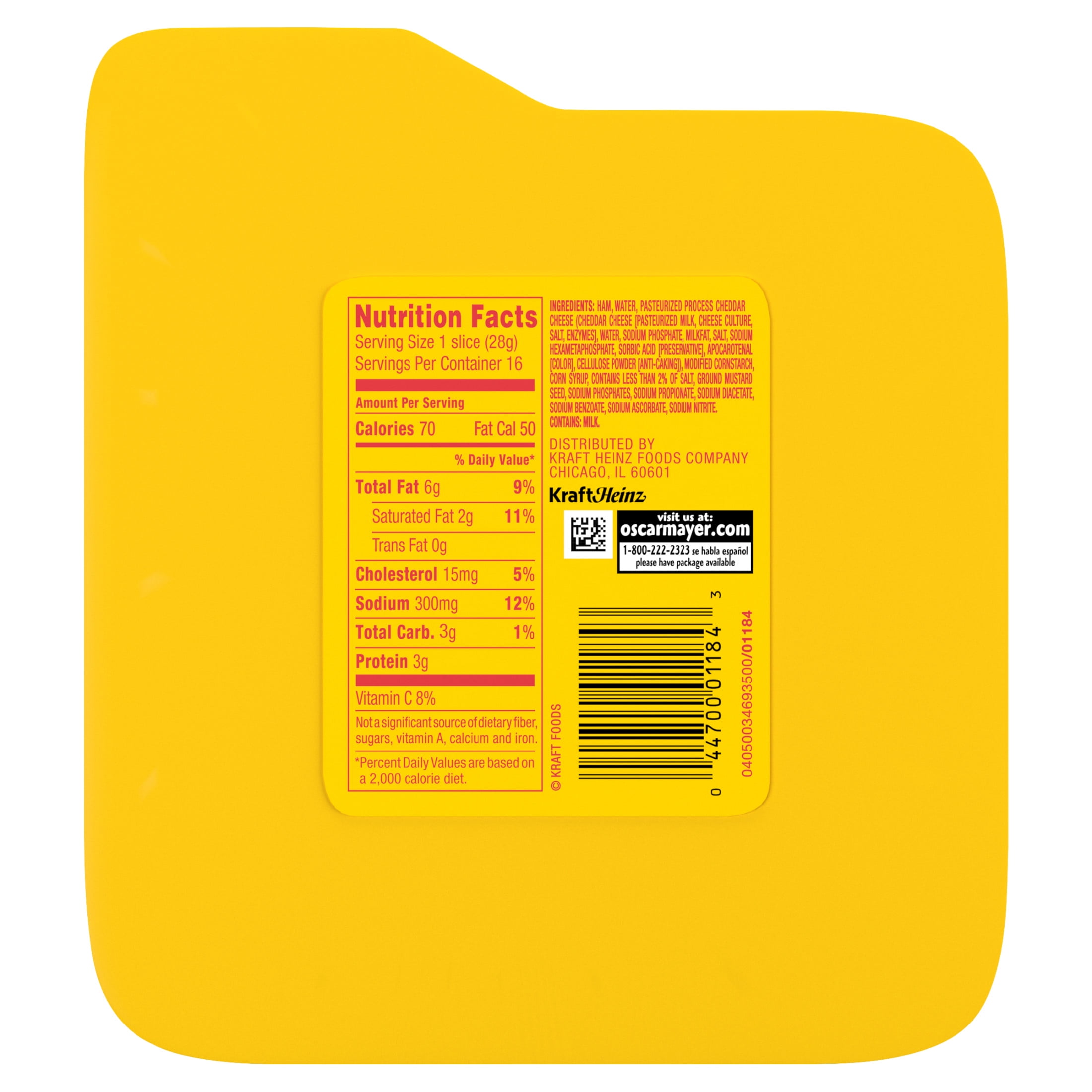 Oscar Mayer Ham & Cheese Meat Loaf Deli Lunch Meat with Real Kraft Cheese, 16 oz Package