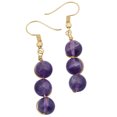 thumbnail image 1 of Pendientes colgantes con borlas de cuentas de piedra redonda para mujer, chapados en oro, cuarzo rosa JM, 1 of 3