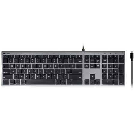 Macally Ultra-Slim USB-C Wired Computer Keyboard for USB Type-C Apple MacBook Pro/Air Laptops, iMac Pro Desktops | Plug and Play - No Drivers (Space (Best Games To Play On Macbook Pro)