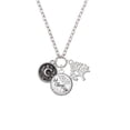 thumbnail image 2 of Delight Jewelry Silvertone Antiqued Round Seal - Initial - C - Let Things Go Fall Zoey Charm Necklace, 28", 2 of 4
