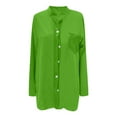 thumbnail image 5 of BYHONG Long Sleeve Shirts for Women Plus Button Down Shirts Plaid Shackets Business Casual Blouse Top Green XXXL, 5 of 5