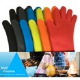 thumbnail image 5 of 1 par de guantes de horno de silicona rojos, guantes resistentes al calor, manoplas de silicona para horno de cocina para barbacoa, agarraderas largas, 5 of 5