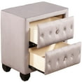 thumbnail image 5 of Velvet Upholstered Nightstand with 2 Drawers, Modern Wood Bedside Table with 4 Wood Legs and 2 Button Tufted Drawer Doors, Storage Cabinet for Living Room Bedroom, Gray, 5 of 7