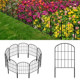 No Dig Decorative Outdoor Garden Fence for Yard, 37.5 In(H) X 10ft(L)  Animal Barrier Fencing Rustproof Metal Wire Panel Border for Dog, Rabbits,  and Patio Temporary Ground Stakes Defense- Black 