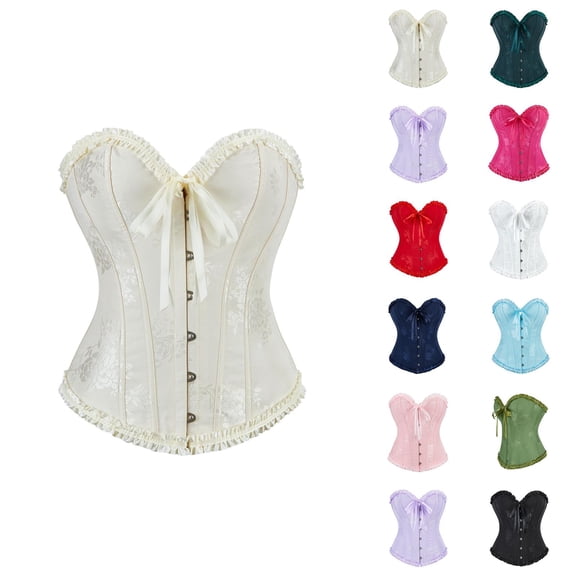 Corset Tops for Women Lace Up Strapless Overbust Bustier Party Club Fairycore Renaissance Waist Cincher