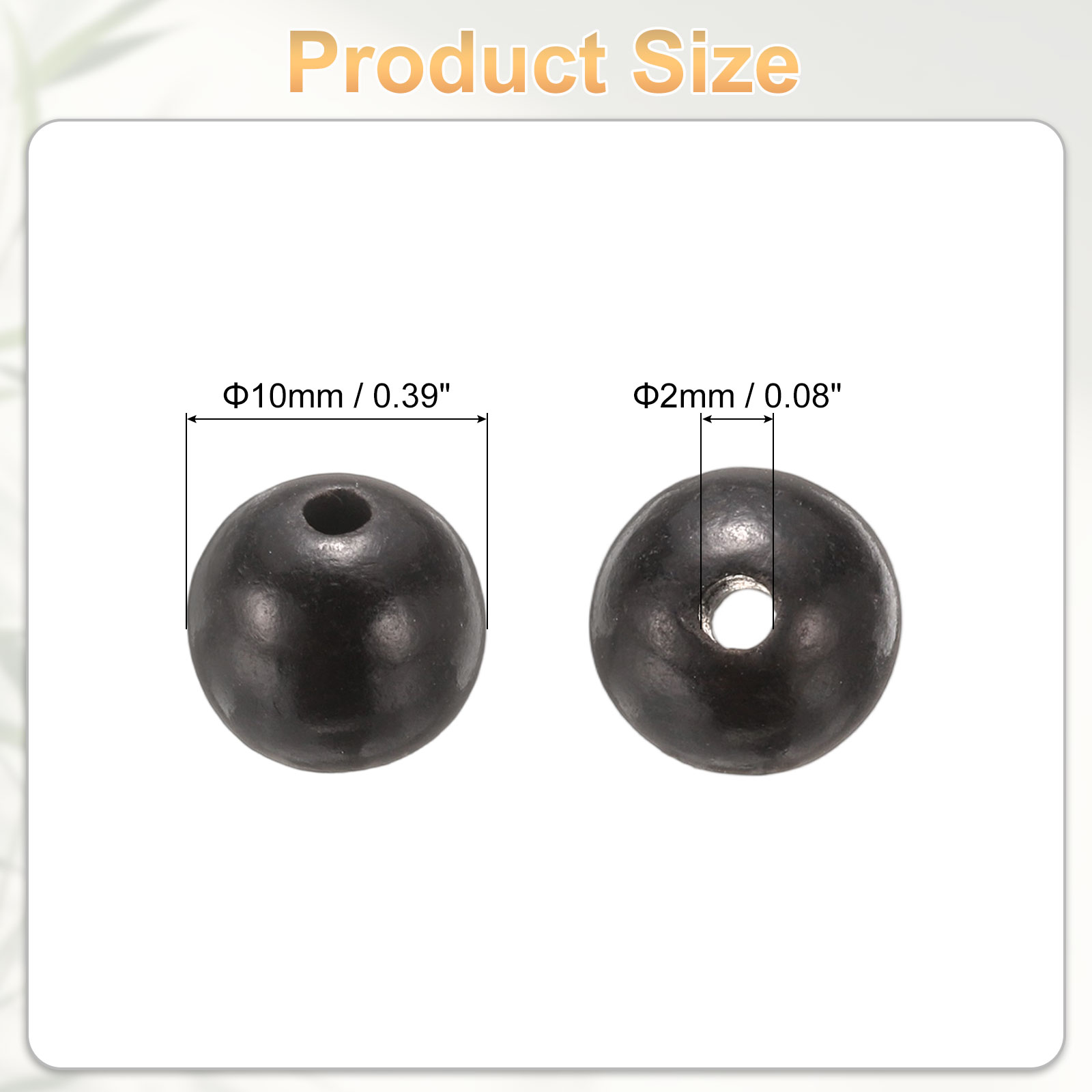 Uxcell 200pcs Natural Wooden Beads 10mm Black Sandalwood Round Polished Loose Bead Smooth Spacer Balls Beading for Jewelry Making Bracelets Necklace Earrings Craft DIY