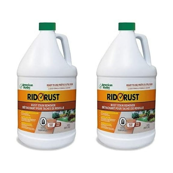 Rid O' Rust Liquid Rust Stain Remover - 2 Pack, 1 Gallon - Concrete, Vinyl, Brick & More