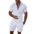 thumbnail image 2 of Daolelai Men's Casual Corrugated Lapel Short-Sleeved T-Shirt Shorts Two-Piece Suit, 2 of 6