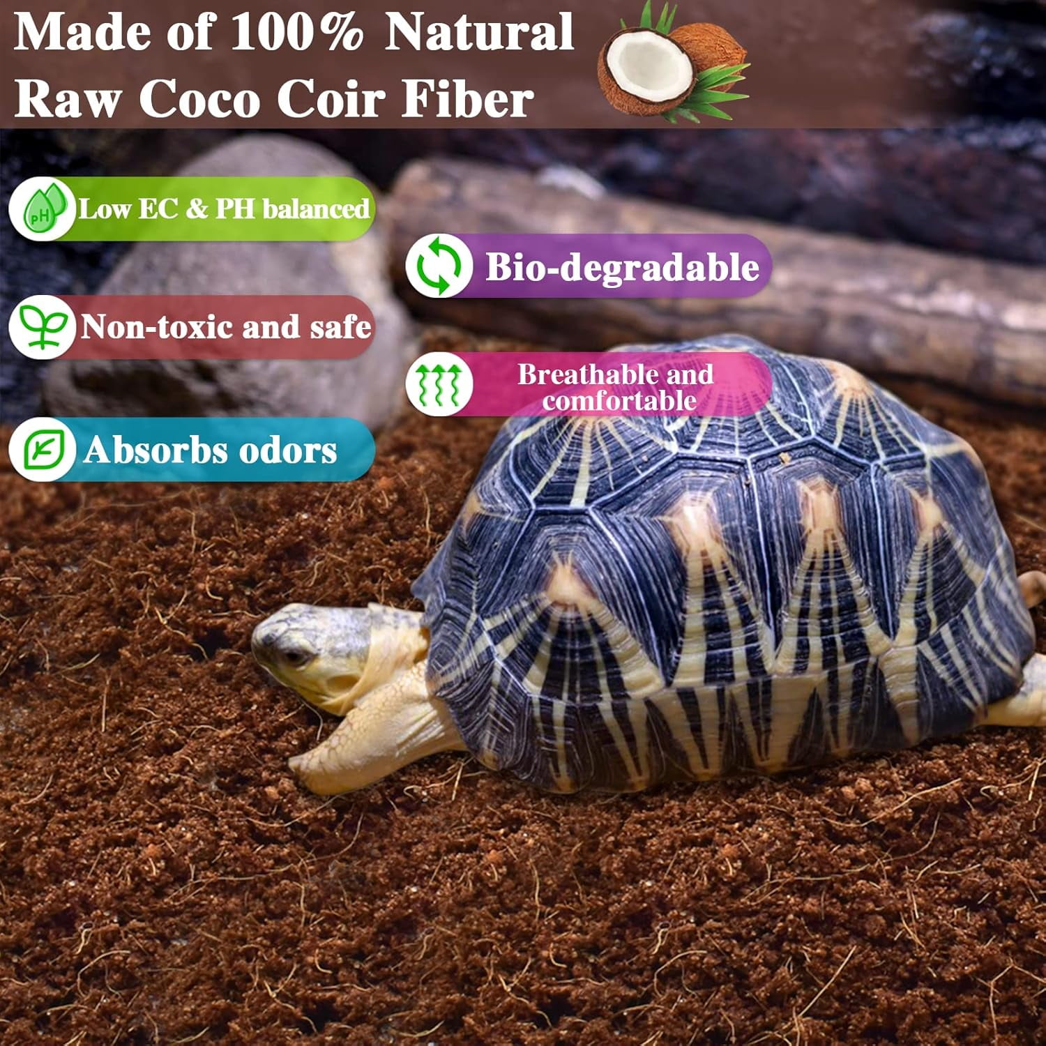 Coconut Fiber Substrate, Organic Coconut Husk Coco Coir Brick Terrarium Bedding for Reptiles