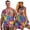 Black Sea Turtle, variant on Matching Couple Outfits Mens Button Down Shirt Brown Hawaiian Flower Tops Size L and Women's Sleeveless Round Neck Patchwork Dress Polyester Flowy Tank Dress