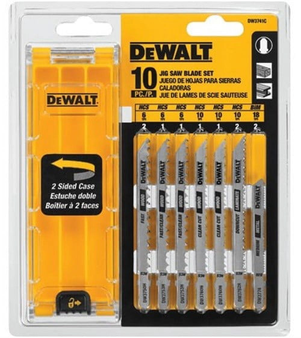 Dewalt DW3741C Jig Saw Blade Set, 10 Pieces, T-Shank