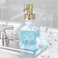thumbnail image 3 of mDesign Square Glass Refillable Soap Dispenser Pump, 2 Pack - Clear/Soft Brass, 3 of 7