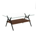 thumbnail image 6 of Tcbosik 2-Tier Rectangle Coffee Table with Tempered Glass Top, Modern Tea Table with Metal Legs, Center Table for Living Room, Clear+Walnut, 6 of 9