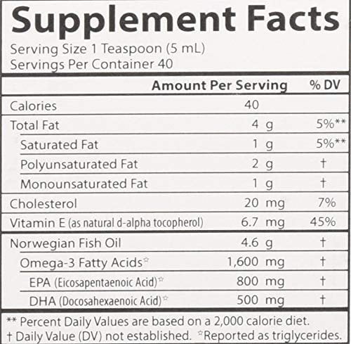 Carlson The Very Finest Fish Oil,Orange, Norwegian, 1,600 mg Omega-3s, 200 mL