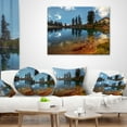 thumbnail image 3 of Designart Clear Lake with Row of Pine Trees - Landscape Printed Throw Pillow - 16x16, 3 of 4