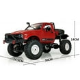 thumbnail image 2 of YIKESHU RC Truck Remote Control Rock Crawler Off-Road Racing Vehicles 1:16 2.4G 2CH 4WD Offroad RC Crawler Kids Toy Climb Rc Semi Truck RTR Trailer LED Lights Red (WPL-C14), 2 of 7
