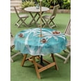 thumbnail image 3 of Outdoor Tablecloth with Umbrella Hole & Zipper, Coastal Beach Tree Teal Round Tablecloth 54 Inch, Tropical Botanical Palm Tree Vintage Patio Table Cover Waterproof Table Cloth for Picnic/Party, 3 of 7