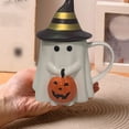 thumbnail image 6 of Halloween Ghost Coffee Mug with Witch Hat Lid, Ceramic Cute Ghostface Cup with Handle, Lidded Drinkware for Tea Hot Cocoa, Novelty Party Decor Gift for Adults Holiday Beverage Container 440ml/15oz, 6 of 8
