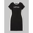 thumbnail image 5 of Mikrdoo Kid Girls Summer Casual Dress Letter Graphics Patchwork Neck Slim Dress One Piece Thin&Breathable Dress 9-10 Years Black, 5 of 6