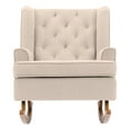 thumbnail image 4 of CorLiving Eleanor Fabric Tufted Timeless High Wingback Rocking Arm Chair with Wood Frame, Beige, 4 of 12