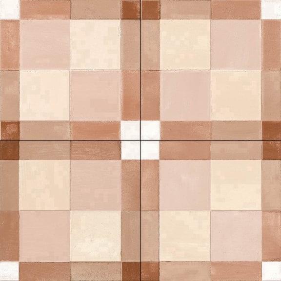The Tile Life Reina Terracotta 8" x 8" Plaid Porcelain Floor and Wall Tile, Case (35 Tiles)