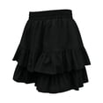 thumbnail image 4 of Gamivast Linen Skirts for Women High Waisted Tiered Ruffle Mini Skirt Elastic Waist Flowy Boho Skirt Festival Skirt Asymmetrical Hem Going Out Vacation Summer Black L, 4 of 7