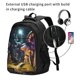 thumbnail image 2 of Balery Purple Glowing Mushroom Mochila con carga USB para hombre y mujer - Mochila impermeable y antirrobo para portátil con puerto USB para viajes, trabajo, estudios y universidad, 2 of 7
