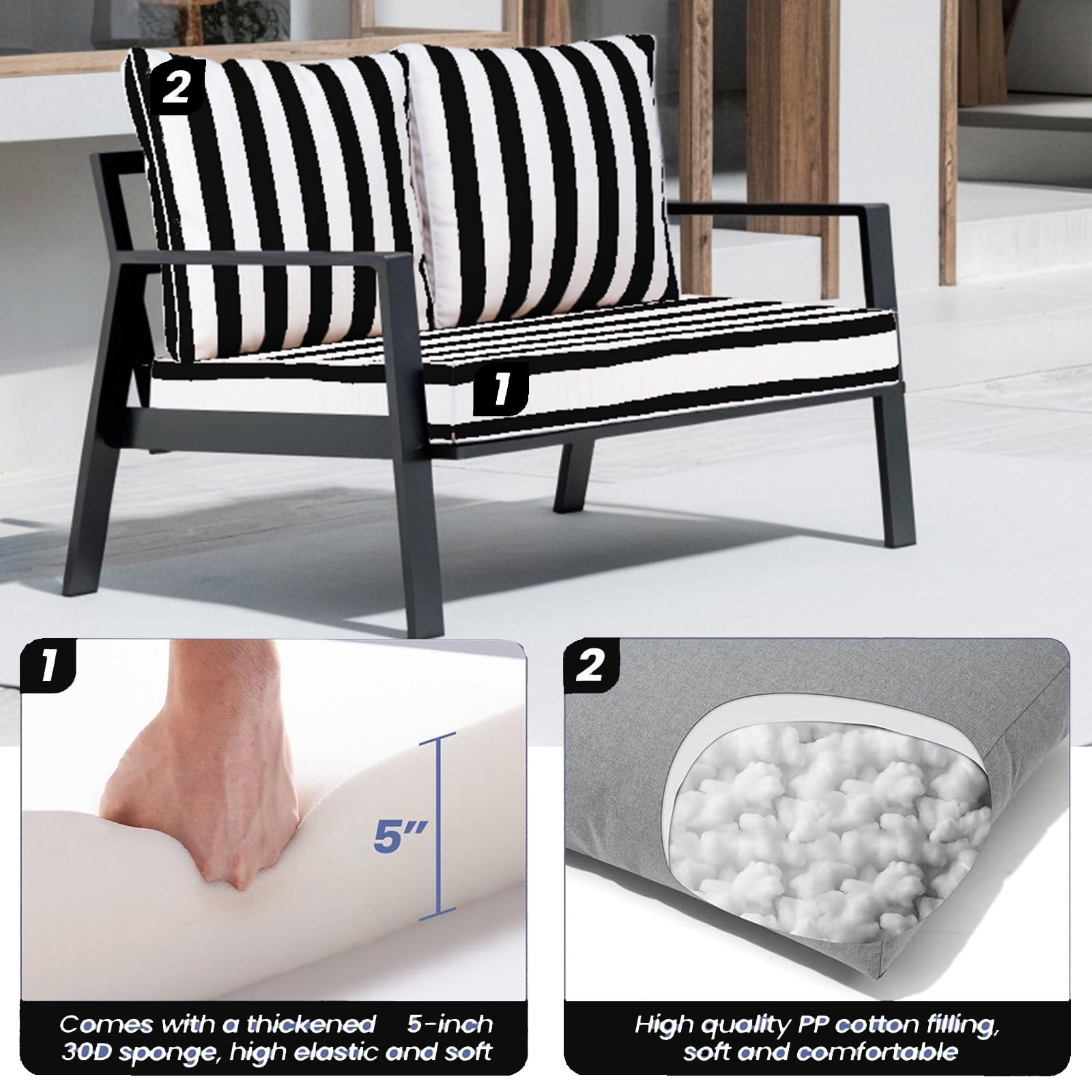 swing Outdoor Loveseat Cushion Set 48 x 24 inch,Waterproof Weather & Fade Resistant Seat and Backrest Cushion Set for Couch, Swing, Bench