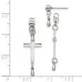 thumbnail image 3 of Primal Steel Stainless Steel Cross Dangle Front and Back Post Earrings, 3 of 7
