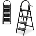 thumbnail image 1 of Escalera De Tijera Escalera Tubular Escalera Plegable Hecha de Acero Inoxidable Escalones Y Patas Antideslizantes Altura (4 Escalones Negro), 1 of 7