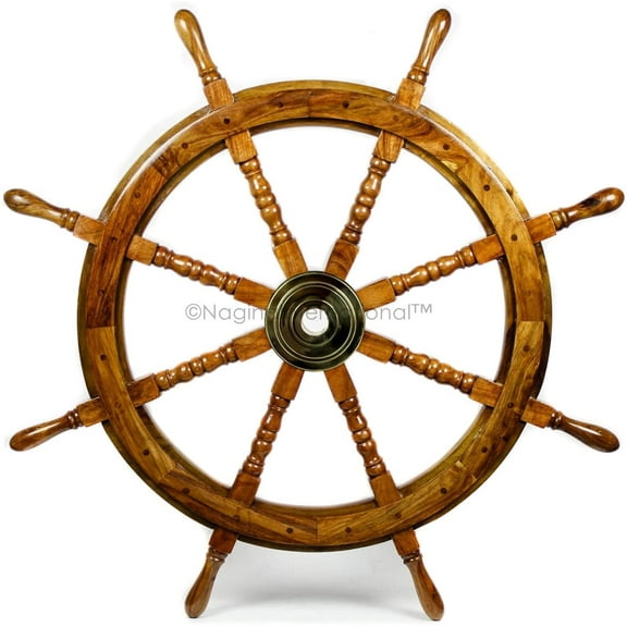 historicalmuseumstore Ship Wheel Ships Steering Wheel Boat Wheel Pirate Ship Wheel Captains Wheel Nautical Decor Wooden Ship Wheel (36 inch Dia)