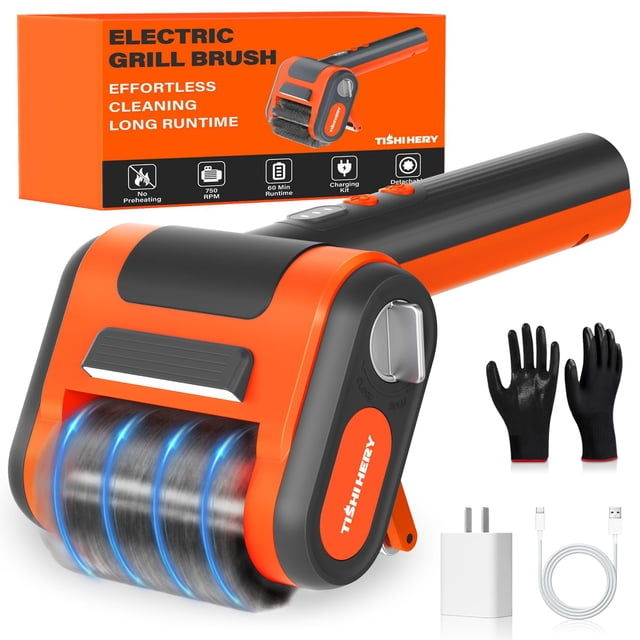 Cepillo eléctrico para parrilla TISHI HERY, 800 RPM, recargable