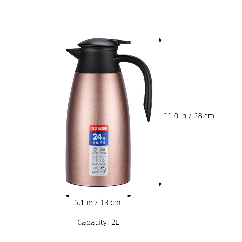 HONMEET 2L Insulated Hot Liquid Pitcher, Thermal Carafe for Home, Office & Kitchen, Vacuum Flask, 11x5.1x5.1in