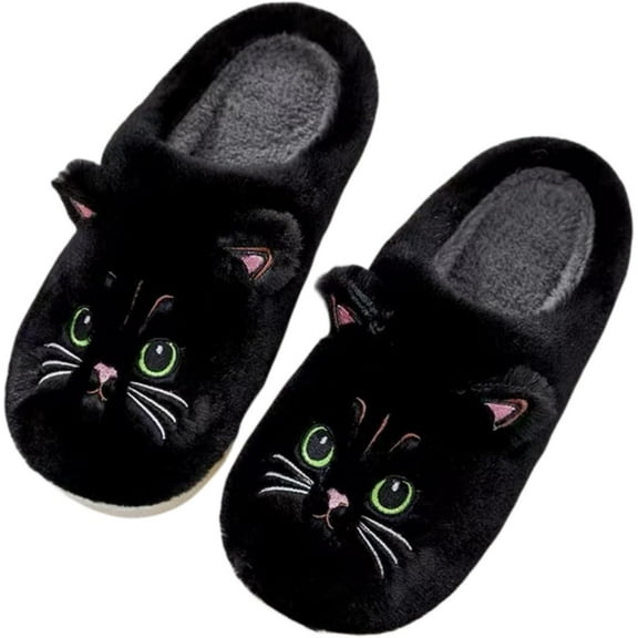 Plush animal slippers, soft and comfortable slippers, women's home slippers, bedroom cat girl plush slippers