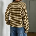 thumbnail image 4 of Hvogkswy Long Sleeve Shirts for Women Trendy Crewneck Cropped Striped T Shirt Loose Casual Pullover Blouses, 4 of 7