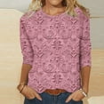 thumbnail image 5 of Felirenzacia Women’s Light Gray Shirt, Long Sleeve, Round Neck Blouse with Purple and Gray Peony Floral Print, 5 of 5