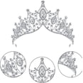 thumbnail image 3 of Corona Nupcial, Tiara de Cristal, Corona de Tiara de Boda, Corona de Tiara de Cristal, Corona de Tiara de Cristal, para Cumpleaños, Fiestas, Bodas, Regalos (Plata) JM, 3 of 5
