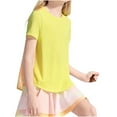 thumbnail image 4 of Spazoro Toddler Girls T-shirts, Activewear Sport Crewneck with Gradient Color Summer Short Sleeve Tops Yellow Size 4-16T, 4 of 4