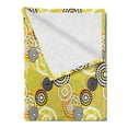 thumbnail image 2 of Geometric Soft Flannel Fleece Blanket, Retro Unusual Psychedelic Style Ring Shaped Dots and Spots in Various Colors Image, Cozy Plush for Indoor and Outdoor Use, 60" x 80", Mustard, by Ambesonne, 2 of 5