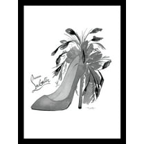Venice Beach Collection's Glam Feathery Grey Classy Pump Heel 14x18 Framed Print