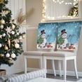 thumbnail image 3 of Cartoon Snowman Chair Covers Set of 1 Christmas Snowman Xmas Tree Snowfall Mottled Blue Chair Back Covers Stretch Removable Washable Slipcovers Protector for Dining Room Kitchen Party Decor, 3 of 5