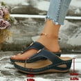 thumbnail image 5 of RUIYANQI Women's Thong Sandals Perforated Design Comfortable Flat Shoes Adjustable Buckle Summer Beach Footwear Trendy Outdoor Walking Sandals Navy Women Sandal, 5 of 8