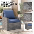 thumbnail image 4 of UDPATIO 4 Piece Outdoor Sectional Conversation Sets， Wicker Patio Furniture Set with Gray PE Rattan Patio Sofa Set for Balcony, Porch, Backyard, Blue, 4 of 8