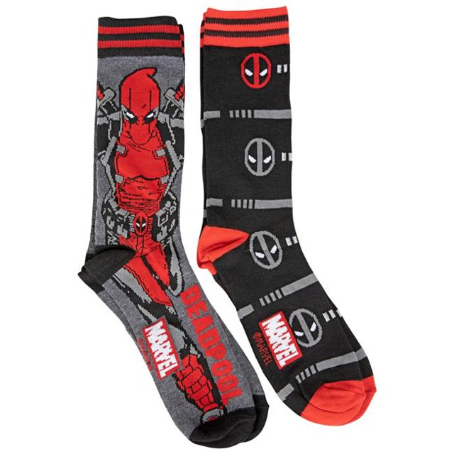 Deadpool 857242 Personnage de Deadpool & Visages Répétitifs Chaussettes Décontractées - 2 Paires