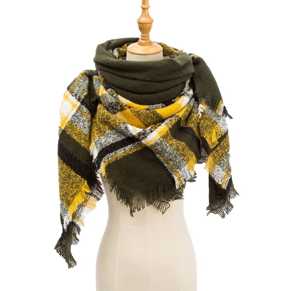 Multicolor Scarf for Women Plaid New Thorn Square Scarf Ladies' Plaid Triangle Scarf on Sale Clearance