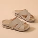 thumbnail image 4 of Sandalias planas con punta abierta y tacón de cuña Zapatillas de mujer con recorte vintage Wmkox8yii ytu3163, 4 of 8