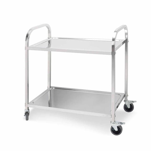 SOGA 2-Tier Stainless Steel Kitchen & Dining Food Cart – Medium Utility Trolley for Restaurants, Catering, and Home Use