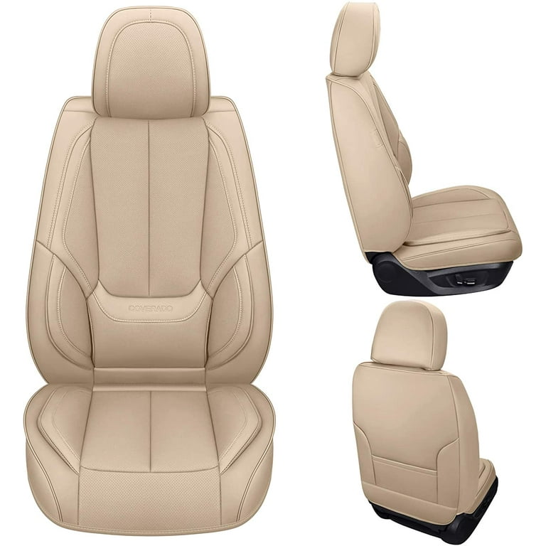 Beige Faux Leather Car Seat Covers for Front Seats, 2-Pack Padded Car Seat  Cushion - Auto Parts, Facebook Marketplace