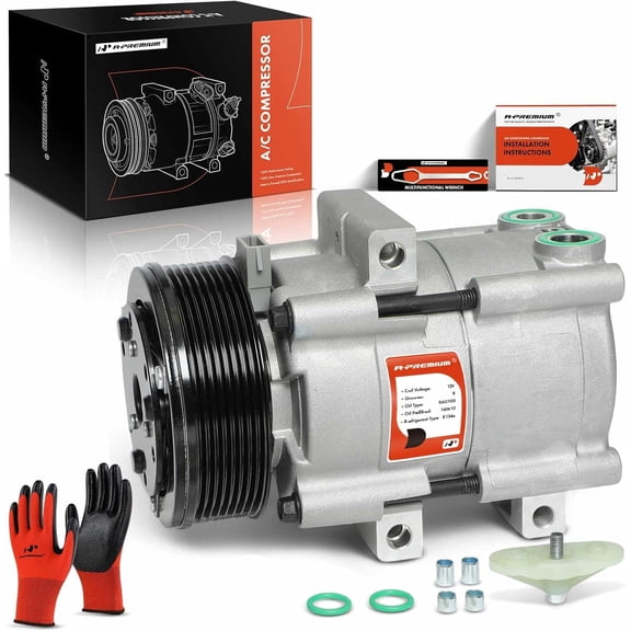 A-Premium Air Conditioner AC Compressor with Clutch Compatible with Ford F-150, Expedition, E-150 Econoline, E-250 Econoline, E-350 Econoline, E-350 Super Duty & Lincoln Navigator, 4.6L 5.4L 6.8L